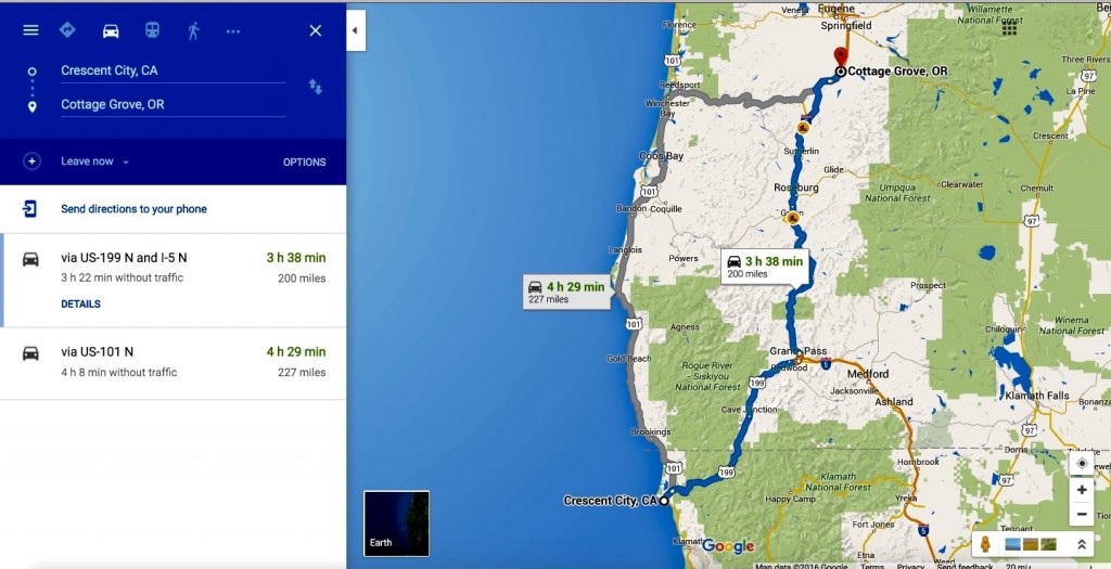 Mar 29 Crescent City> Cottage Grove