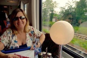 TJ in the Club Car Berlin-Prague