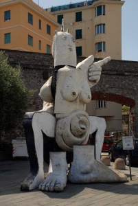 Statue in Port of Genoa