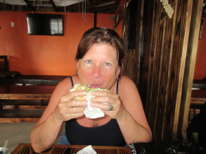 TJ eating her very favorite Shwarma in the world